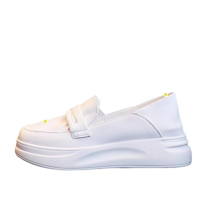 Little white shoes women's shoes summer new thick-soled small leather shoes lazy shallow mouth one pedal single shoes
