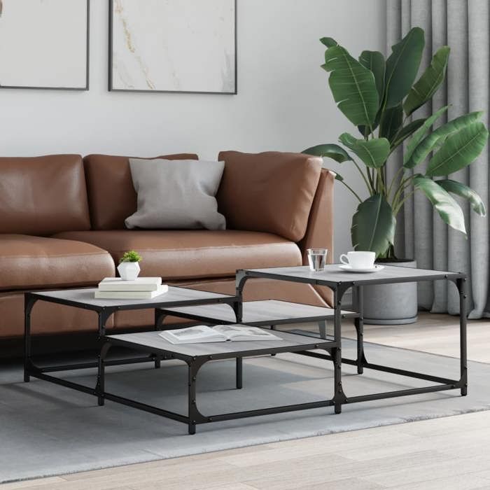 VidaXL Coffee Table Sonoma Grey 107x107x40 Cm Engineered Wood 837755