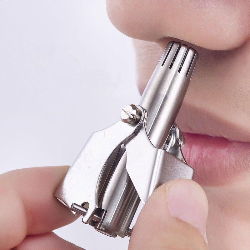 Tesoura Especial Pequena de Metal Manual com Pontas Arredondadas Que Pode Ser Lavada Inteiramente Sem EnferrujarAparador de Pelos Nasais
