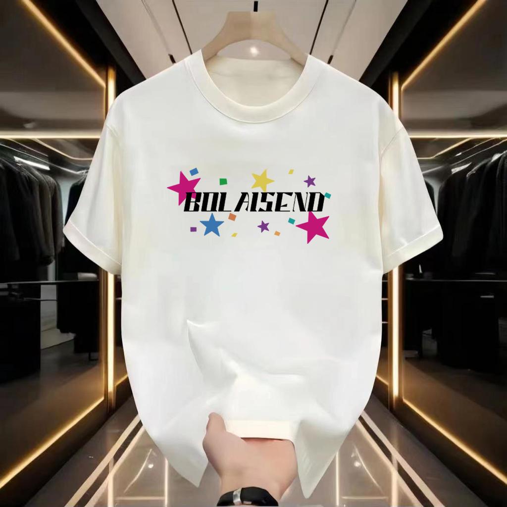 Párová bavlněná trička s krátkým rukávem Černá Bílá Topy Prodyšná Pohodlná Měkká Ležérní Sportovní Trička