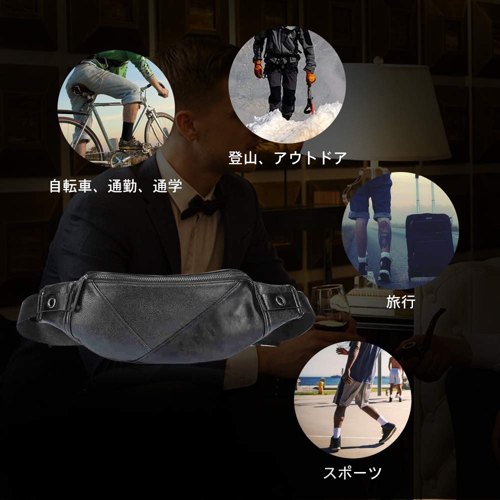 Whatna Leather Body Bag for Waist Crossbody Sports Leather Bag for Casual and Black 3-Way Bag/One-Shoulder Men, Pouch, Bag, Bag, Water-Repellent,