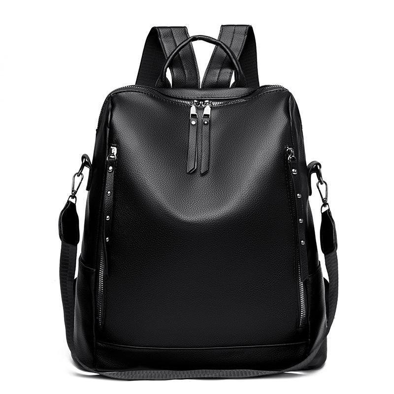 Damen-Rucksack, große Kapazität, Diebstahlschutz, weiches Leder, Reise-Schulter-Umhängetasche