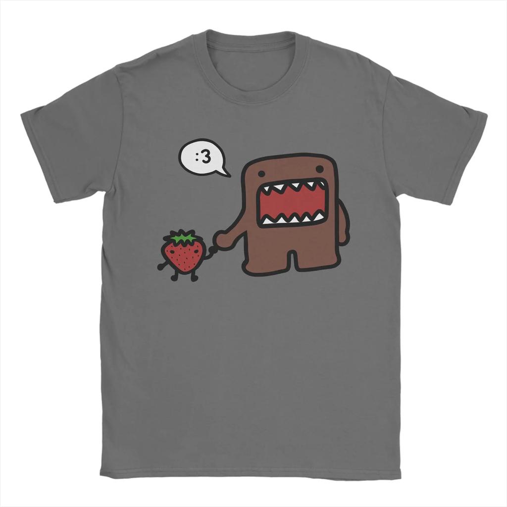 Streetwear TShirt Domo Kun Cotton TShirts Hipster Tee Shirt for Mens Beach Y2K Basic Printed Short Sleeve Clothes