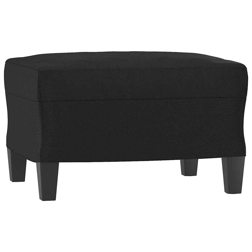 Vidaxl 3-Osobowa Sofa Z Podnóżkiem, Czarna, 180 Cm, Sztuczna Skóra