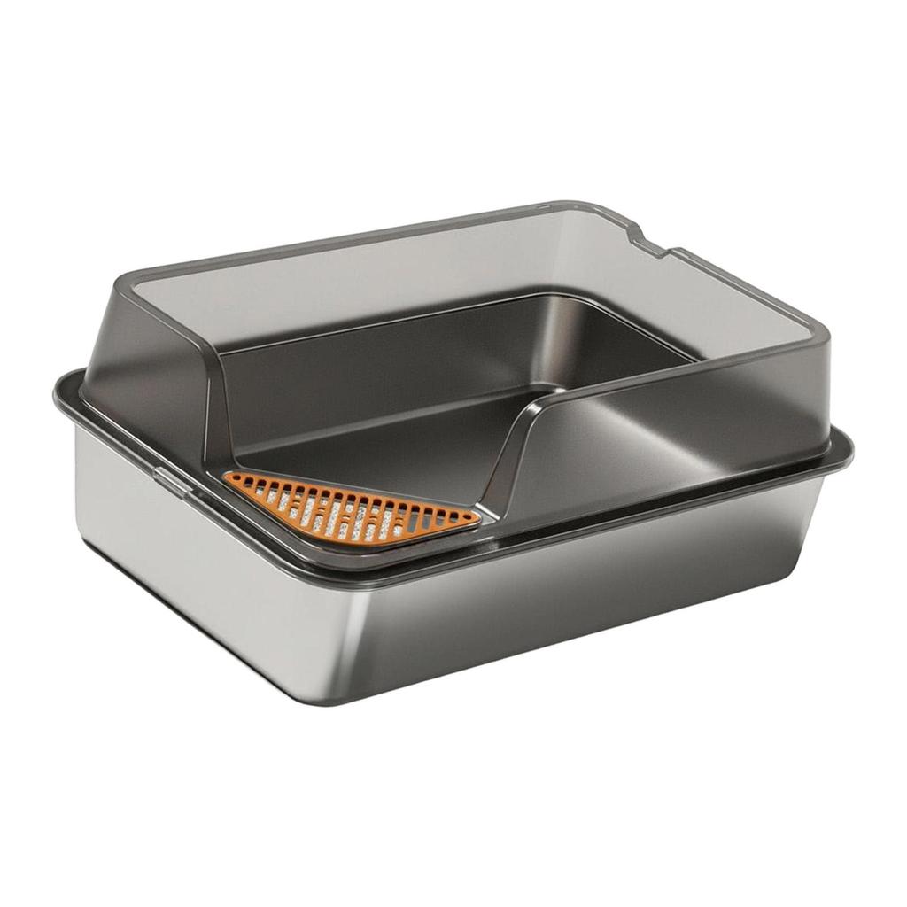 Stainless Steel Cat Litter Box Pet Supplies with High Sides Metal Pan S