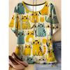 Bequemes T-Shirt Mode Damen Tier Kurzarm 3D Tier Farbdruck Rundhals-T-Shirt Rundhals Kurzarm Farbiges T-Shirt Oberteile