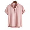 Y2k Short Sleeve Shirt Men's Cotton and Linen Stand Collar Short-sleeved Shirt