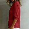 Women Tops Lapel Half Sleeve Buttons Placket Shirt Tops Pure Color Loose Fit Casual Style Shirt Home Dates Versatile Wear