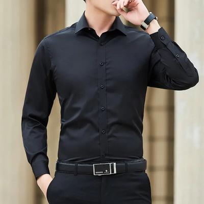 Heren Plus Size Shirt Effen Kleur Zakelijk Shirt Mode Klassiek Casual Slim Lang Mouw Shirt