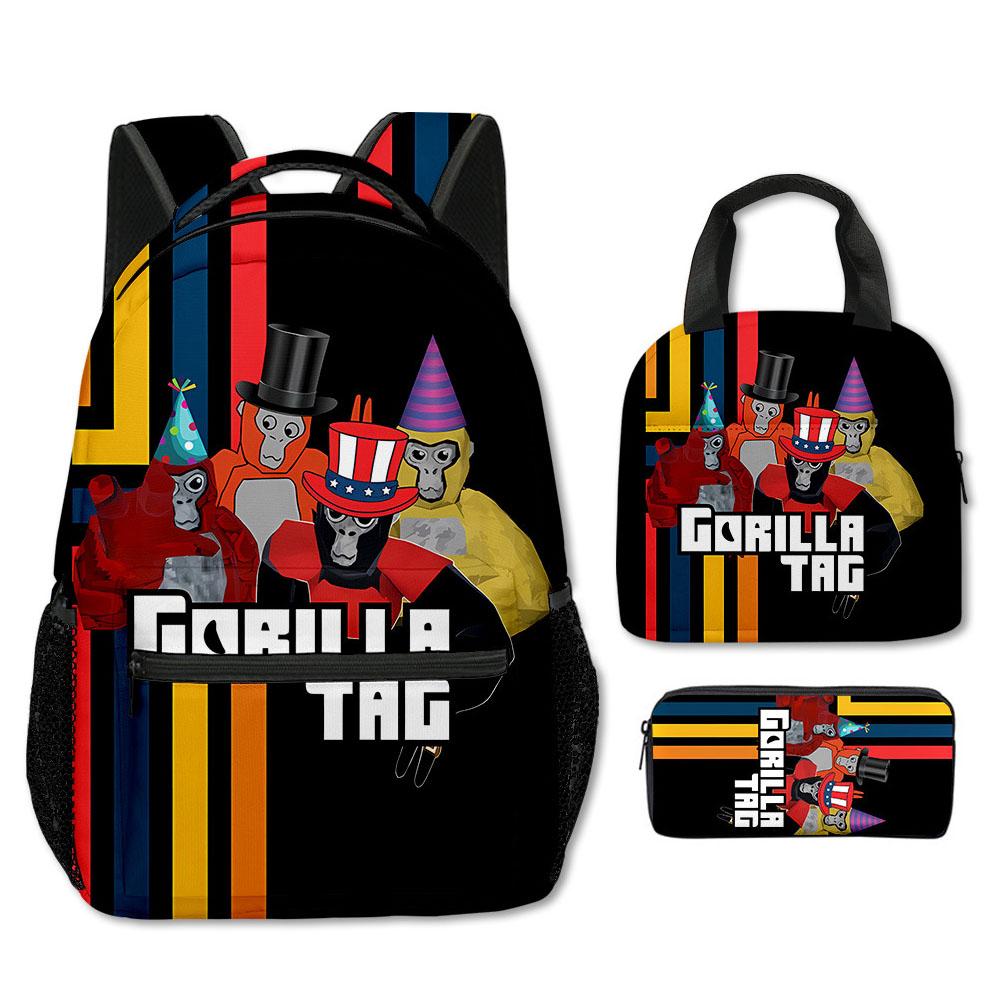 Fashion Novelty Cool Novelty Gorilla tag 3D Print 3pcs/Set Student School Bags Laptop Backpack Crossbody Lunch bag Pencil Case