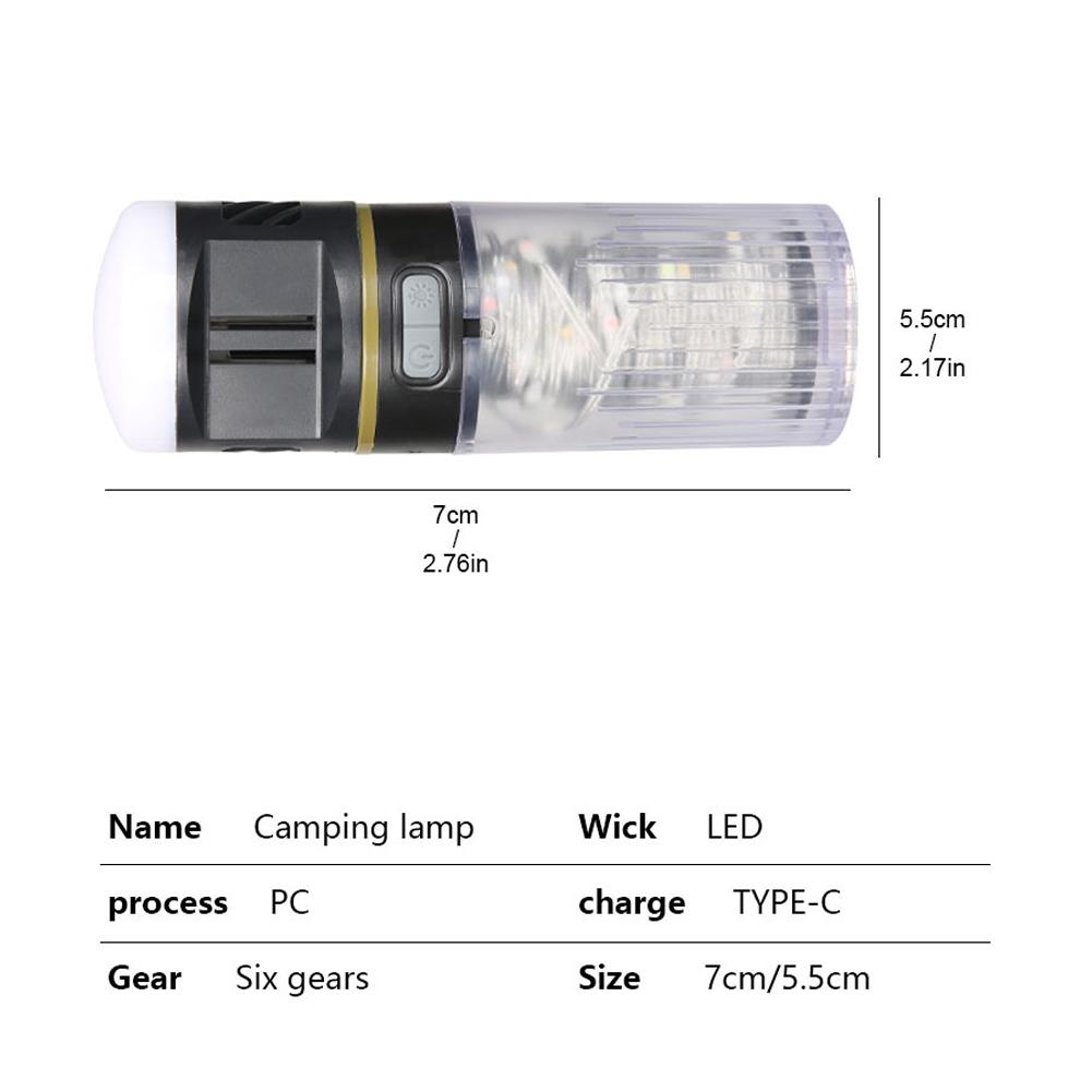 2-in-1 Multifunctional Portable Lantern LED Ambient Light String  Type-C Rechargeable Portable Outdoor Camping Atmosphere Light