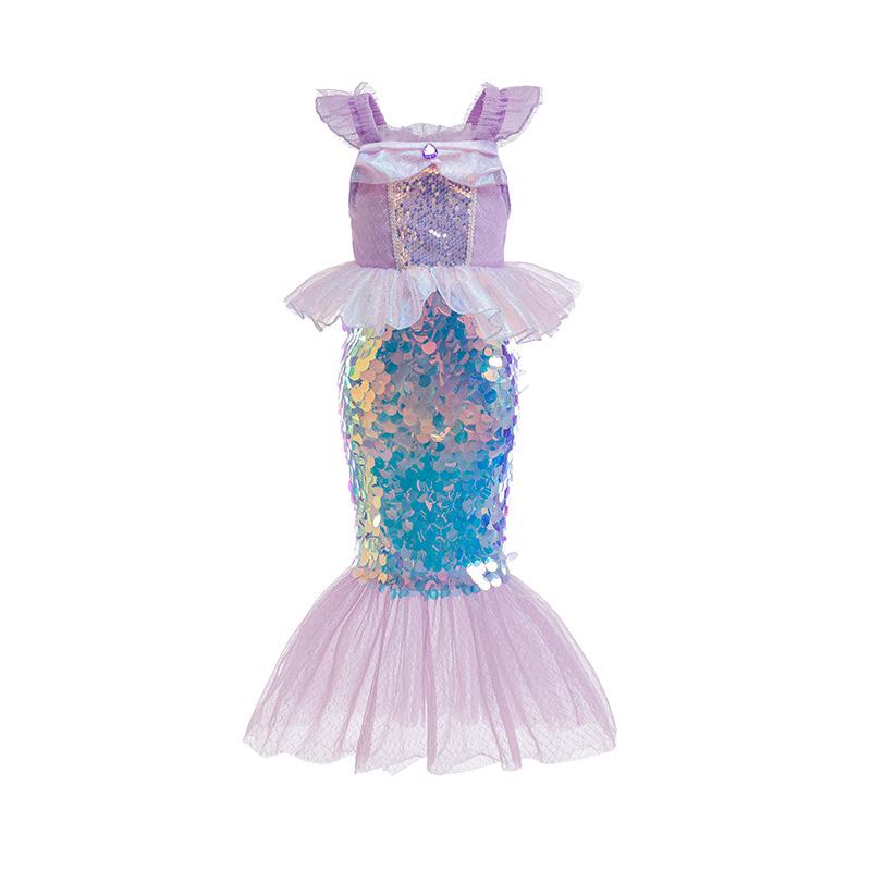 Girls' Puff Sleeve Mesh Princess Dress – Fashionable Summer Style