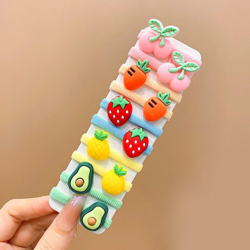 10Pcs Girls Cute Cartoon Rubber Bands High Elastic Hair Bands Children Headwear Hair Accessories Kids Headband Ornaments