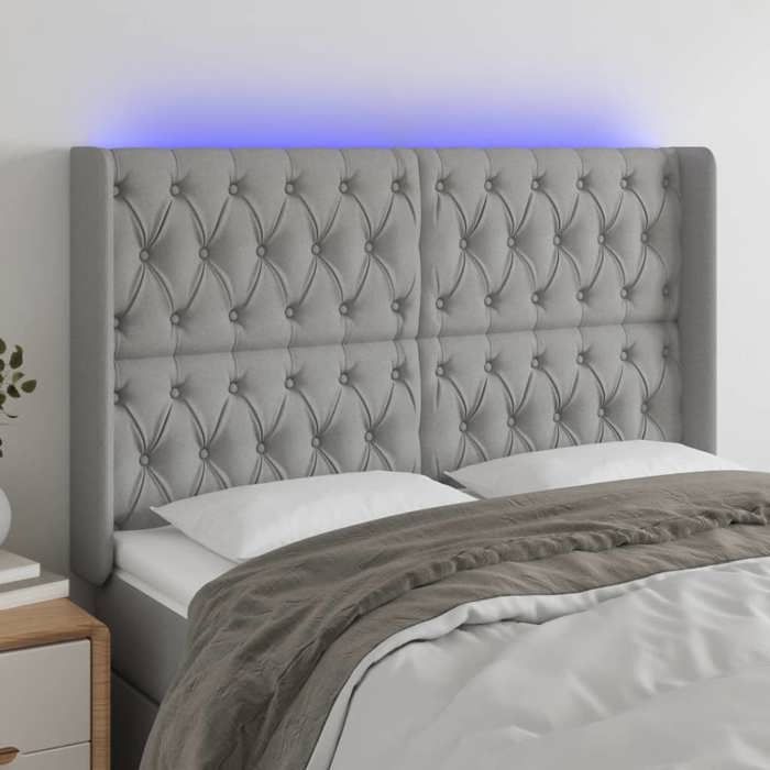 VidaXL Tête de Lit à LED Meuble de Chambre à Coucher Accessoire de Lit Double Tête de Cadre de Lit Intérieur Gris Clair 3124390
