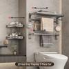 TLXT Gunmetal Gray Space Aluminum Wall-Mounted Towel Rack & Bathroom Organizer