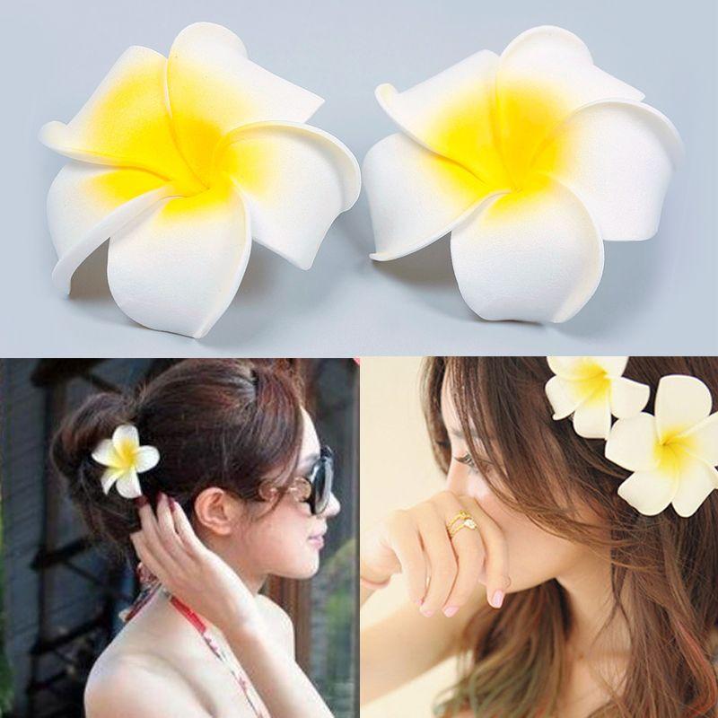 

1/2 pcs Hawaiian Foam Flower Bridal Wedding Party Hair Clip White Plumeria
