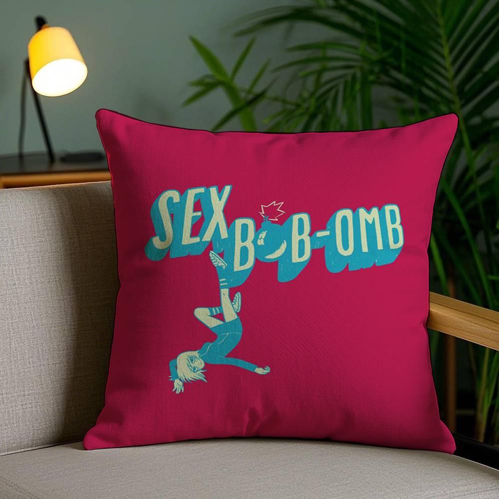 Cartoon S-Scott P-Pilgrim Pillow Case Sofa Short Plush Double-sided HD Printing Room Home Office Gift Cushion Cover