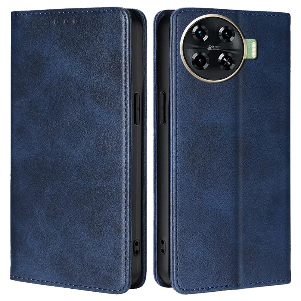 

For TECNO Spark 20 Pro+ Case Calf Texture Leather Wallet Cover Magnetic Closing Sapphire