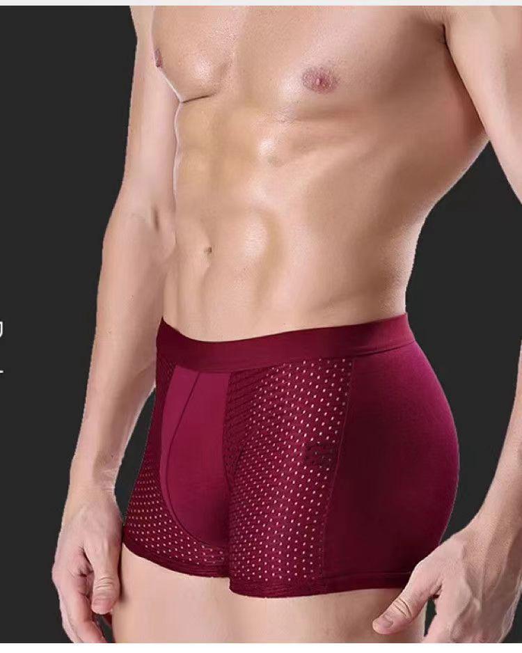 Men's Ice Silk Cooling Mesh Breathable Quick-Dry Seamless Boxer Briefs