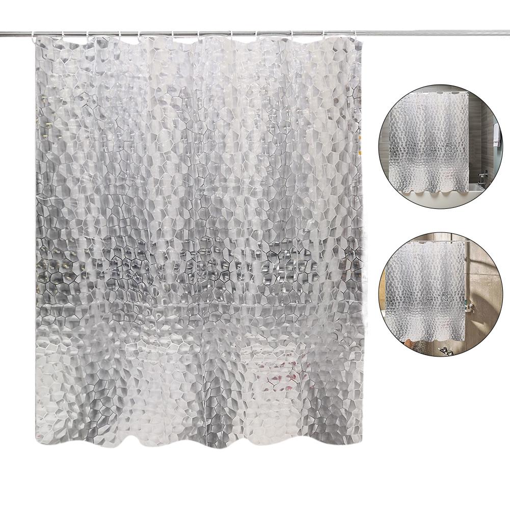 1PCS 180x180cm Clear Cobblestone Shower Curtain Liner with 3 Weighted Magnets And 12 Hooks, Window Curtain, Bathtub Partition