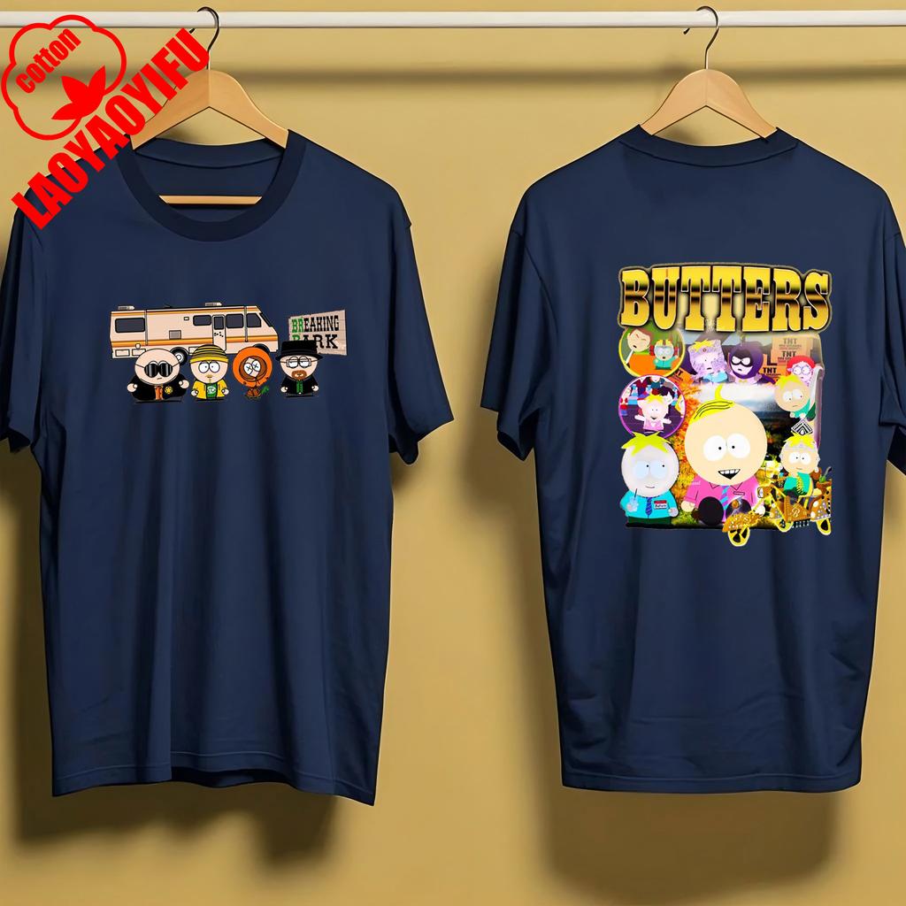 Summer Kenny McCormick South Park Double Sided Tshirt Funny Cartoon Anime Peripheral Print Crew Neck Short Sleeve Cotton TShirt