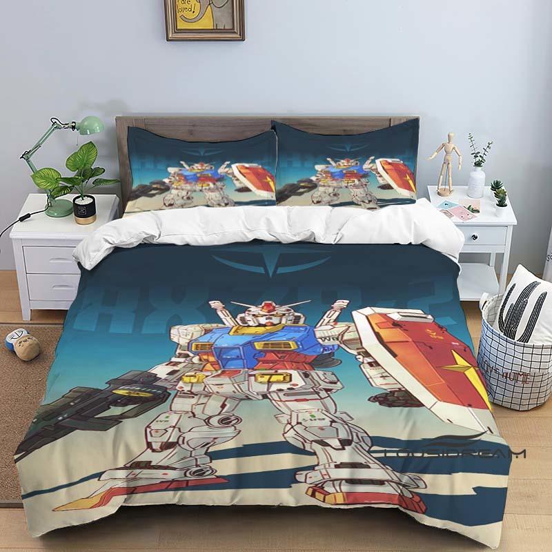 Cartoon/Anime Mobile Suit Gundam-Themed Printed Bedding Set: This soft and comfortable set includes a duvet cover and pillowcase