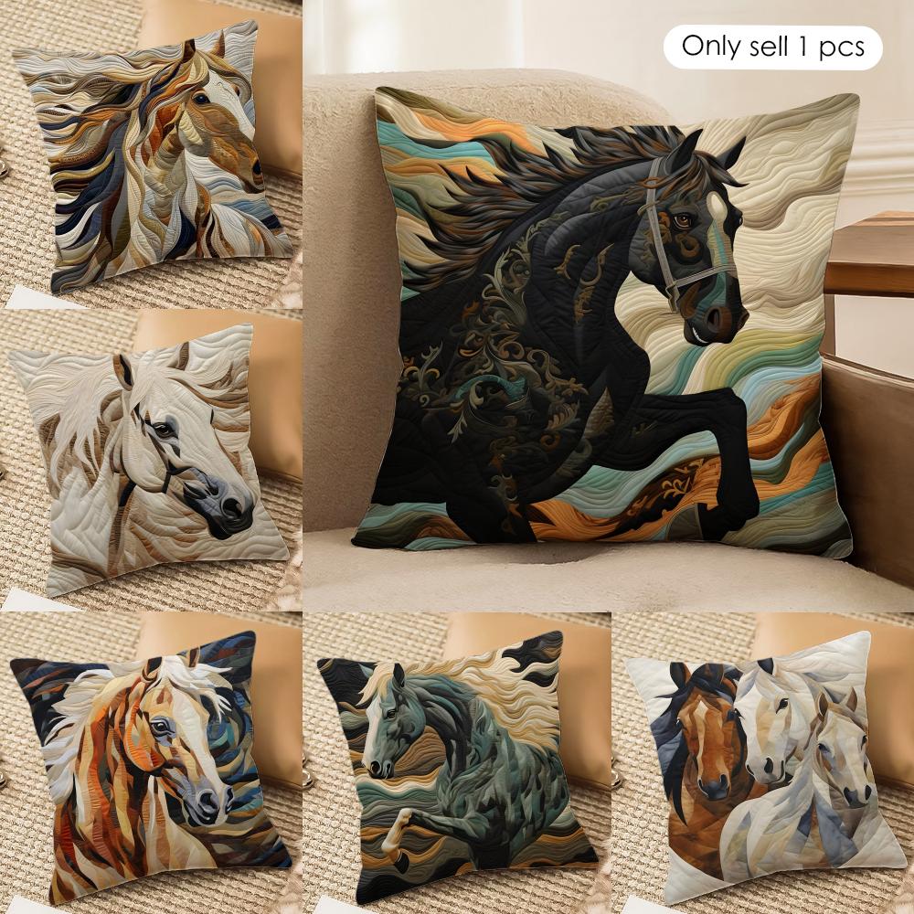 Printing Stylish Horse Cushion Cover Soft Plush Fabric DoubleSided Printed Cushion Covers for All Seasons Home Decor
