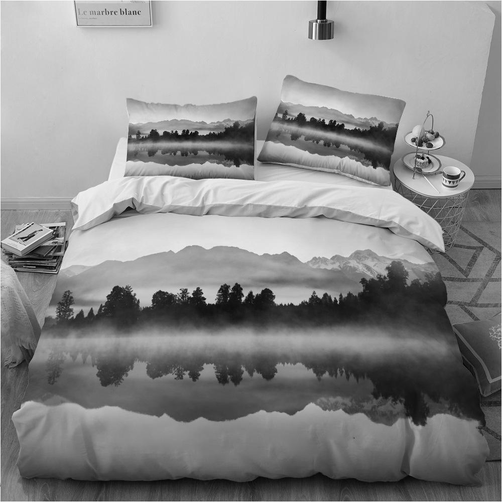 3D Landscape Picture Bedding Set King Queen Bed Duvet Cover Pillowcase 2/3pcs Ocean Summer Cool Pattern Duvet Cover Gift