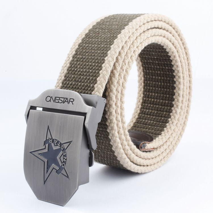 Black Five-Star Canvas Belt Headhunting Black Eagle Men's Automatic Buckle Belt Woven Leisure Good Supply
