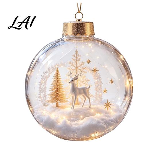 Transparente Weihnachts-Kugel-Deko Weihnachtsbaumkugel-Schmuck mit LED-Lichtern Schneeszene Acryl Klar Hängende Dekorationen Dekor Bruchfest Baum Saisonal