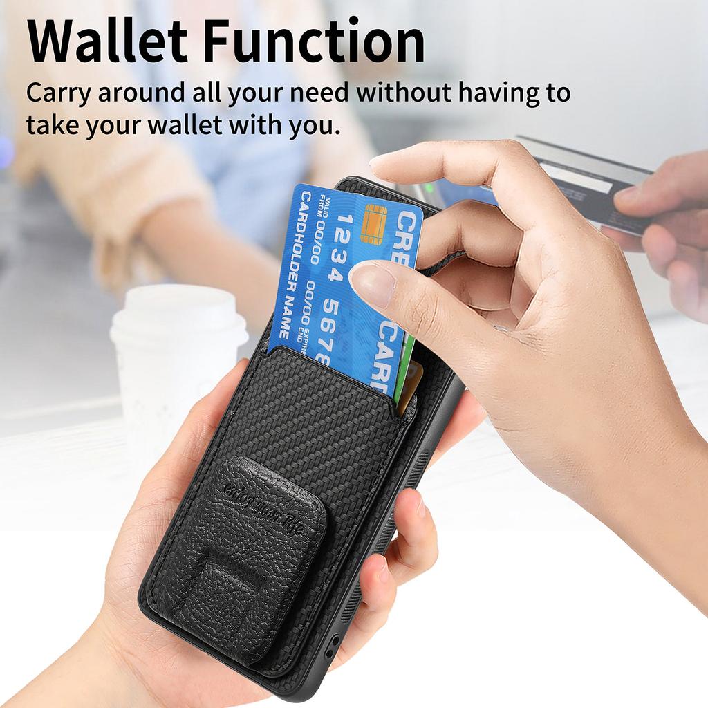 C1-11 for Xiaomi Redmi Note 13 5G Case Carbon Fiber Texture Leather Coated TPU Card Slot Phone Cover