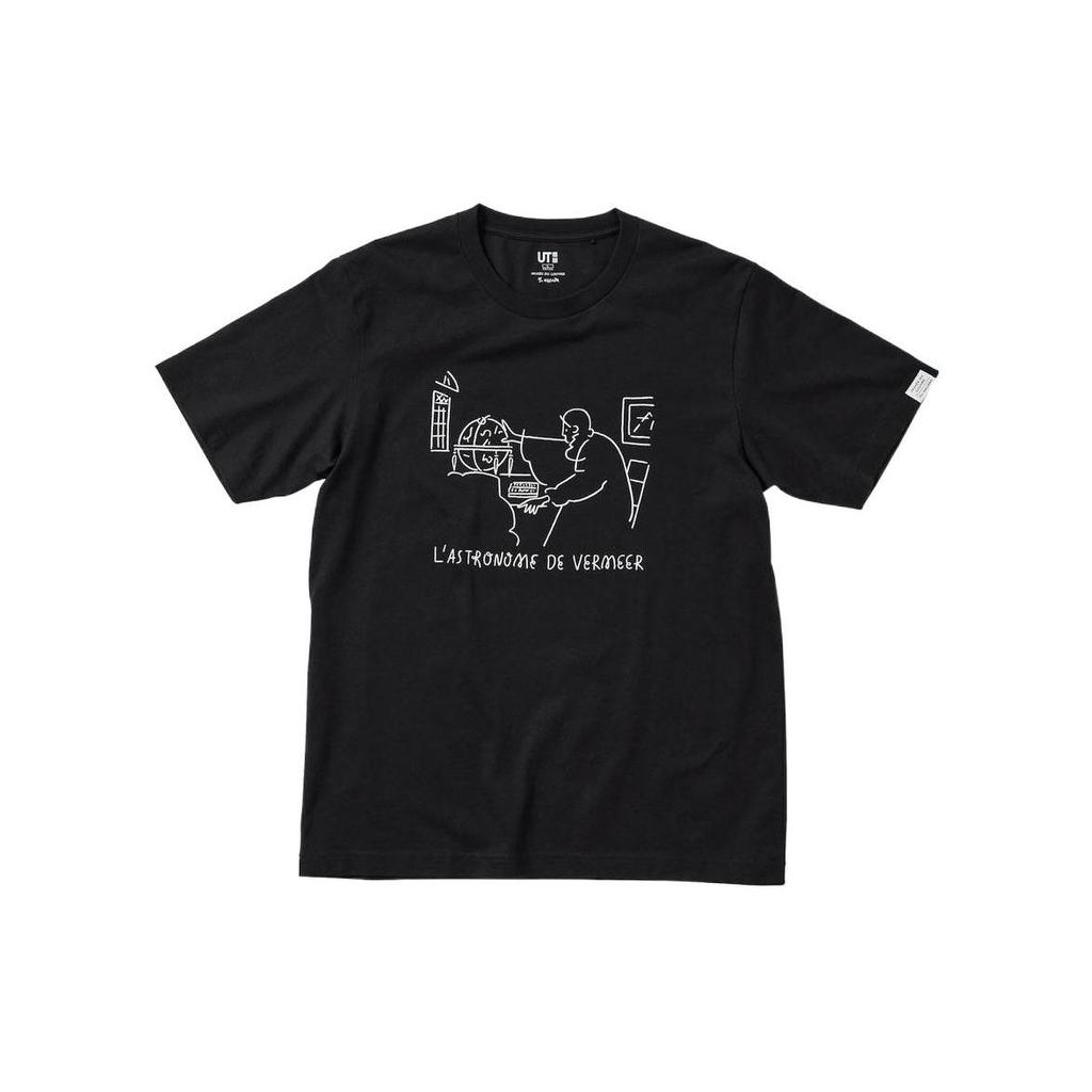 UNIQLO Printed Character Crew Neck Cotton T-Shirt Unisex tops Black 448582-09