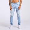 Calças Jeans Masculinas Pretas Slim Fit Cintura Média Afuniladas