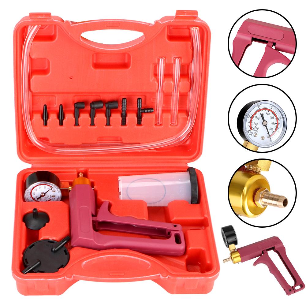 Multifunctional Hand Held Brake Bleeder Tester Set Carrying Case Vacuum Pump Car Automotive Self Kit Brake Bleeder Screw Adapter