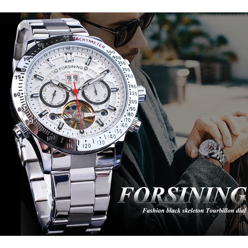 Forsining Herrenmode Freizeit Multifunktions-Tourbillon automatische mechanische Uhr S1170-6-A
