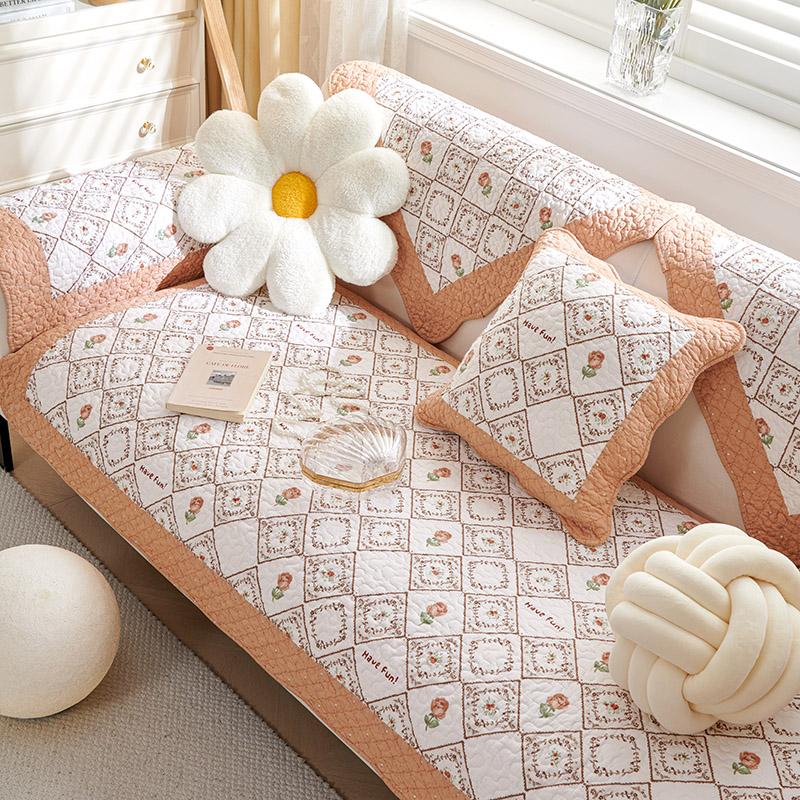 Style Pure Cotton Sofa Cushion Fabric Non-slip Pastoral Small Fresh Sofa Cover Cover Four Seasons Universal Sofa Seat