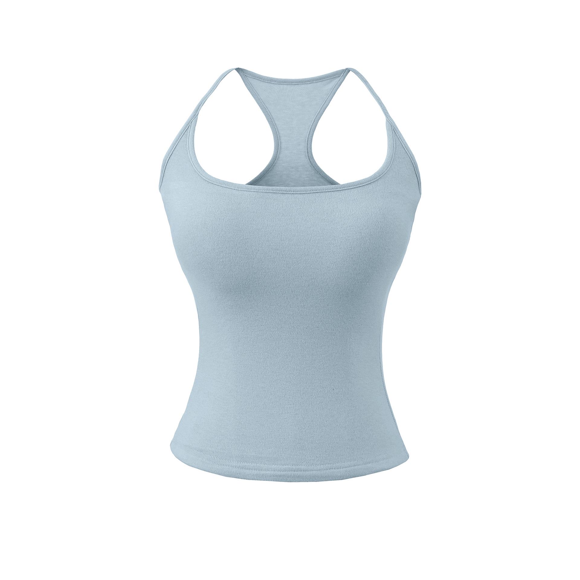 Women s Pink Racerback Tank Top with Built-in Bra for Yoga, Running & Fitness Large синий