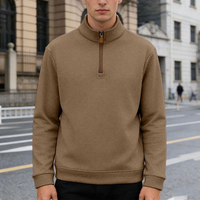 Autumn/Winter Men's Half-Zip Stand Collar Loose-Fit Casual Commuter Business Check Sweatshirt