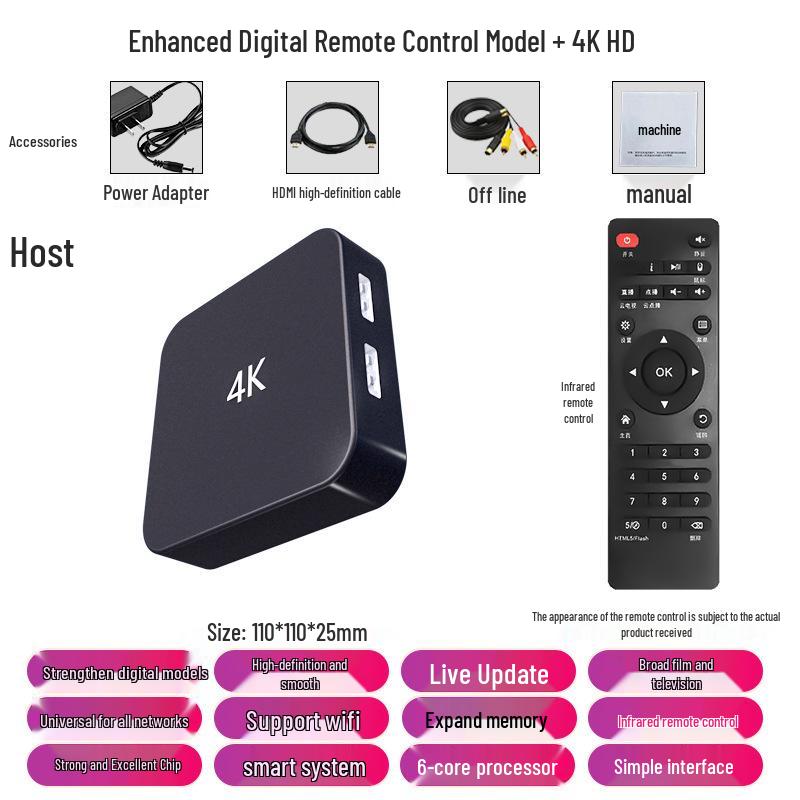 4K HD Set-Top Box with Dual-Band 5G WiFi and Wireless Screen Mirroring for All Networks