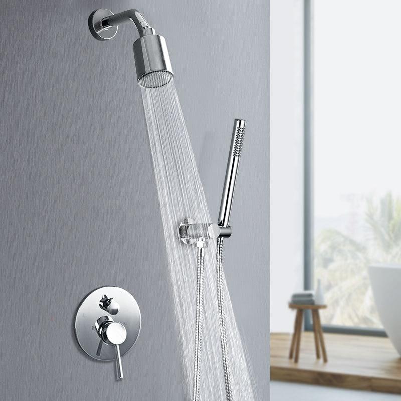 Bathroom Shower Set In Wall Brushed Gold Rainfall Shower Mixer, Cold & Hot Brass Bath and Shower Mixer Tap Brass Bathroom Faucet