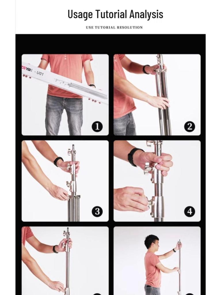 8 Shadow Bang 2.8m Stainless Steel Photography Tripod, Reinforced and Portable for Studio Shooting