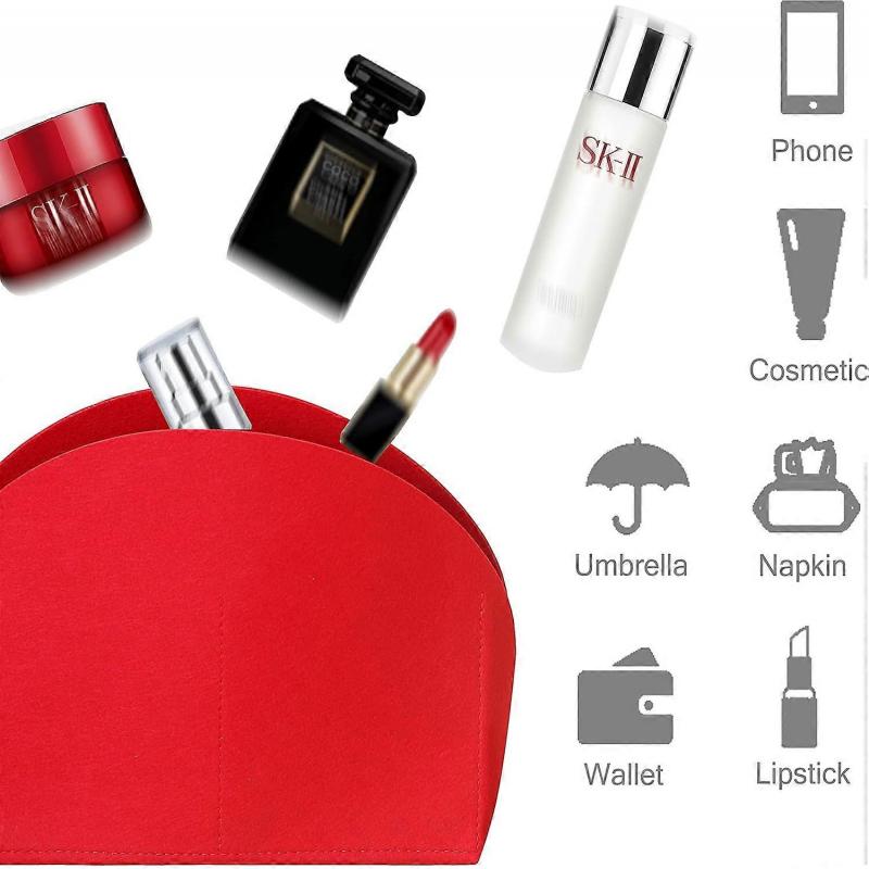 Handbag Organiser for Alma Insert, Felt Bag Organiser Purse Organiser Insert for Alma BB Insert Organiser(BB,Red)