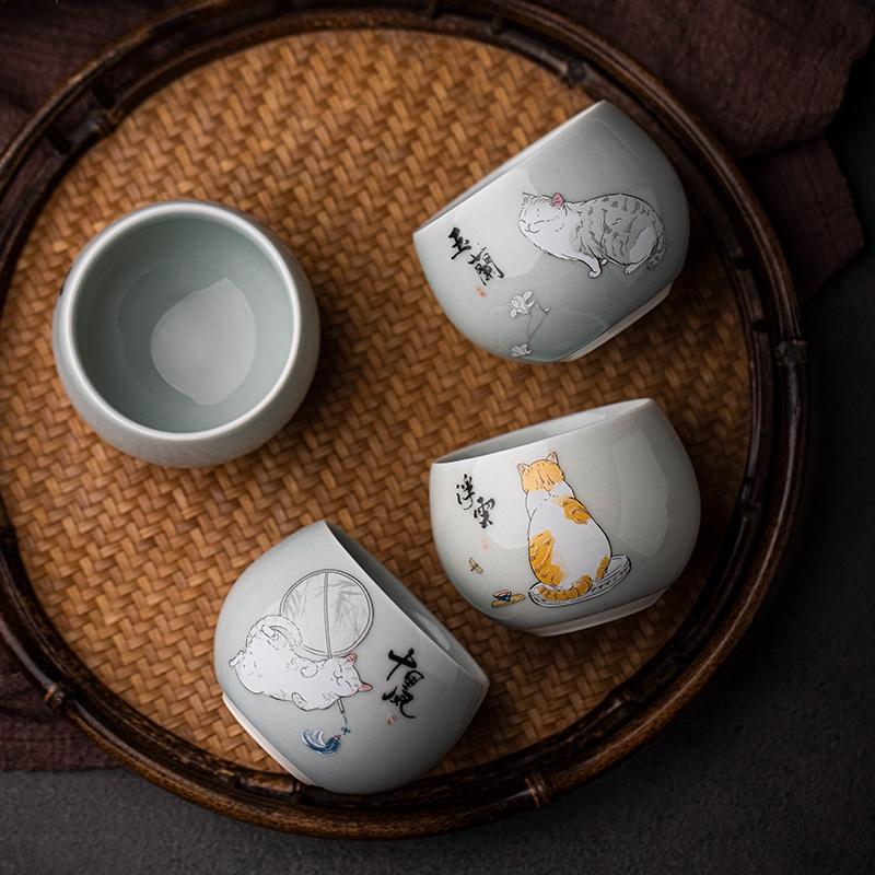 110ml Ceramic Small Tea Cup Single Cup Kung Fu Tea Set Tea Brewing Cup Home Modern Small Tea Bowl