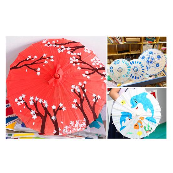 30/40/60/84CM DIY Handbemalung Papier Regenschirm Chinesischer Stil Dekorativer Ölpapier-Regenschirm mit Holz