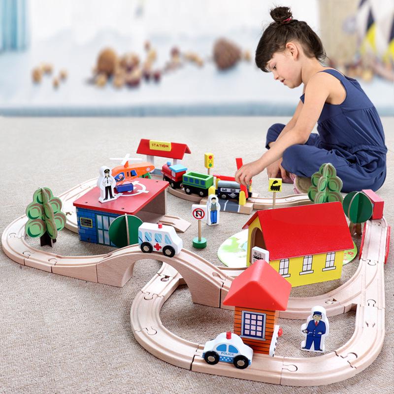 70-Piece Wooden Train Track Set for Ages 2-7: Interactive Educational Toy