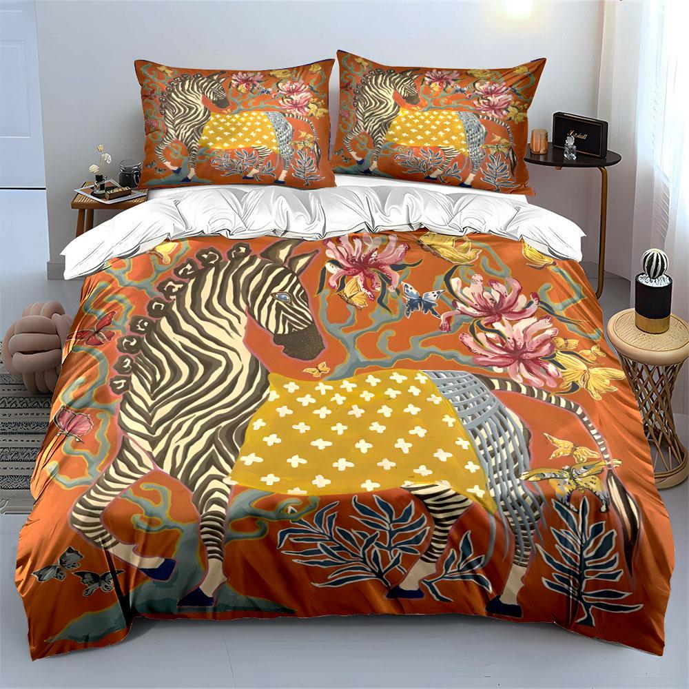 Zebra-Themed Decorative Art Set kid's and adults' bedroom decor, Exquisite three-piece bedding set gift