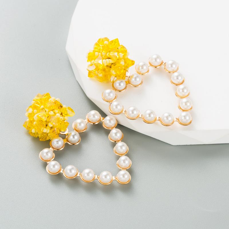 Pinkdudu Cercei romantici, acrilic, cu inimă goală, în 3 culori, cercei eleganti cu perle de imitație, dragoste pentru femei, bijuterii PD1297