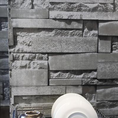3D Brick Wallpaper Self Adhesive PVC Waterproof Removable Stone Wall Sticker for Living Room Dining Room Grey Brick Design