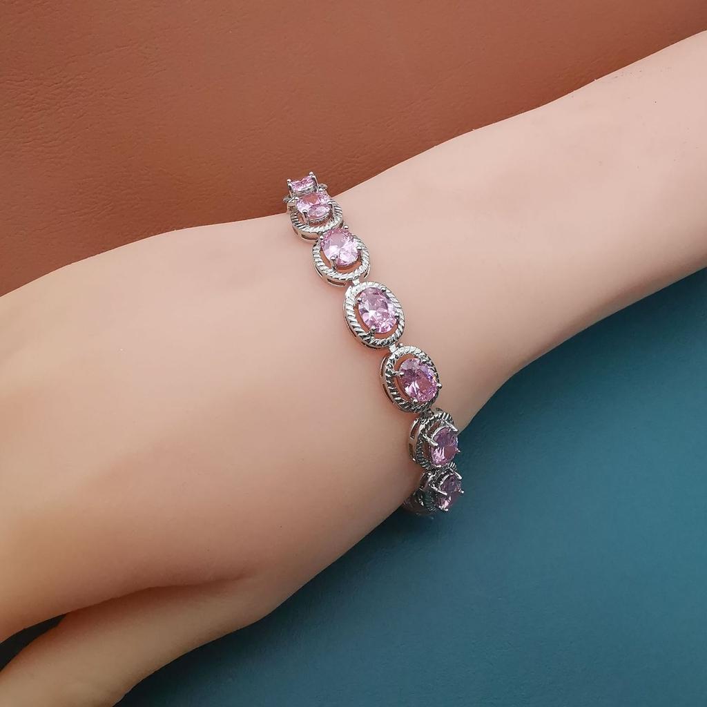 2026 Fashion Trend Jewelry Multi-color Zircon Bracelet Simple Versatile Oval Hollow Bracelet Women