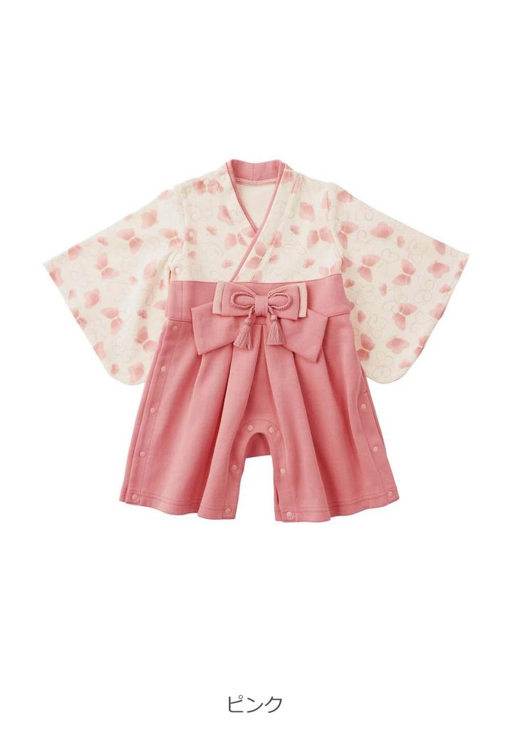ANGELIEBE Baby Clothes for Boys and Hakama Japanese Perfect for First 100th Day Shrine Japanese Size Pink Girls, Romper, Kimono, Formal, Pattern,